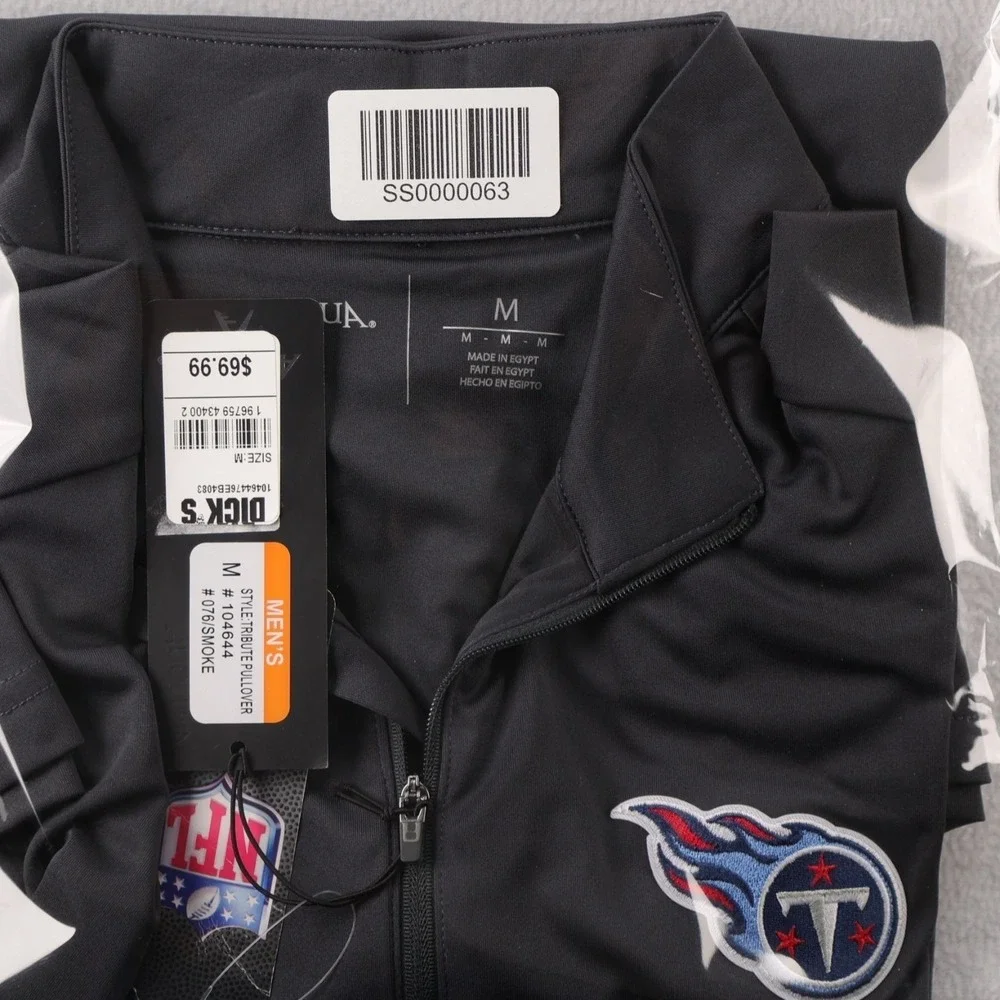 Tennessee‎ Titans Tribute Antigua 104644 Mens Quarter Zip Pullover Smoke Grey M